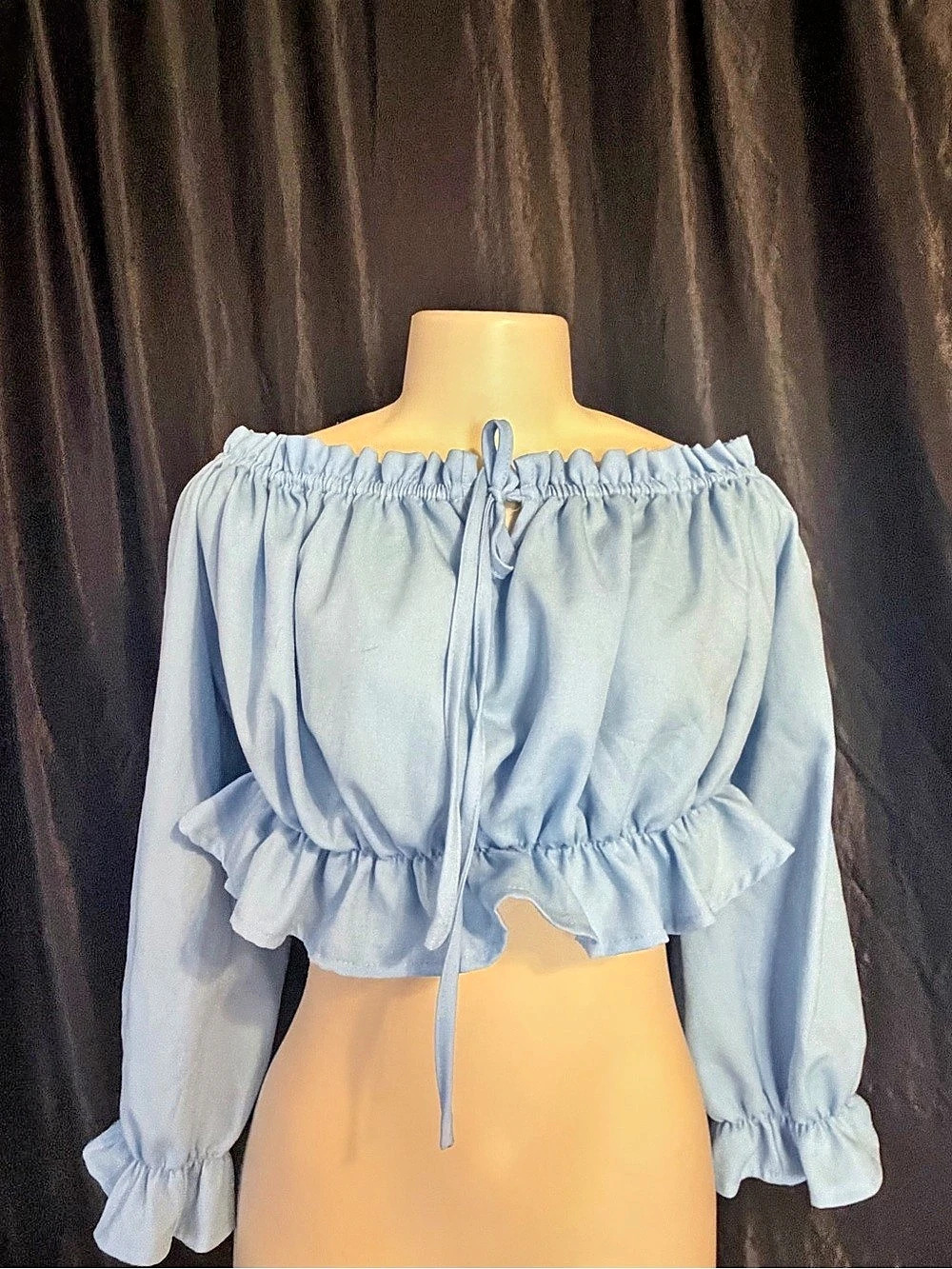 SHEIN Off-Shoulder Crop Top in Blue Size 2X Like New